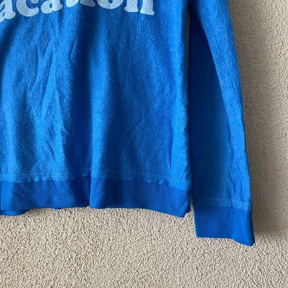 Chaser Revolve Womens Sweatshirt Blue Fuzzy I Heart Vacation Love Pullover Small - Picture 7 of 11